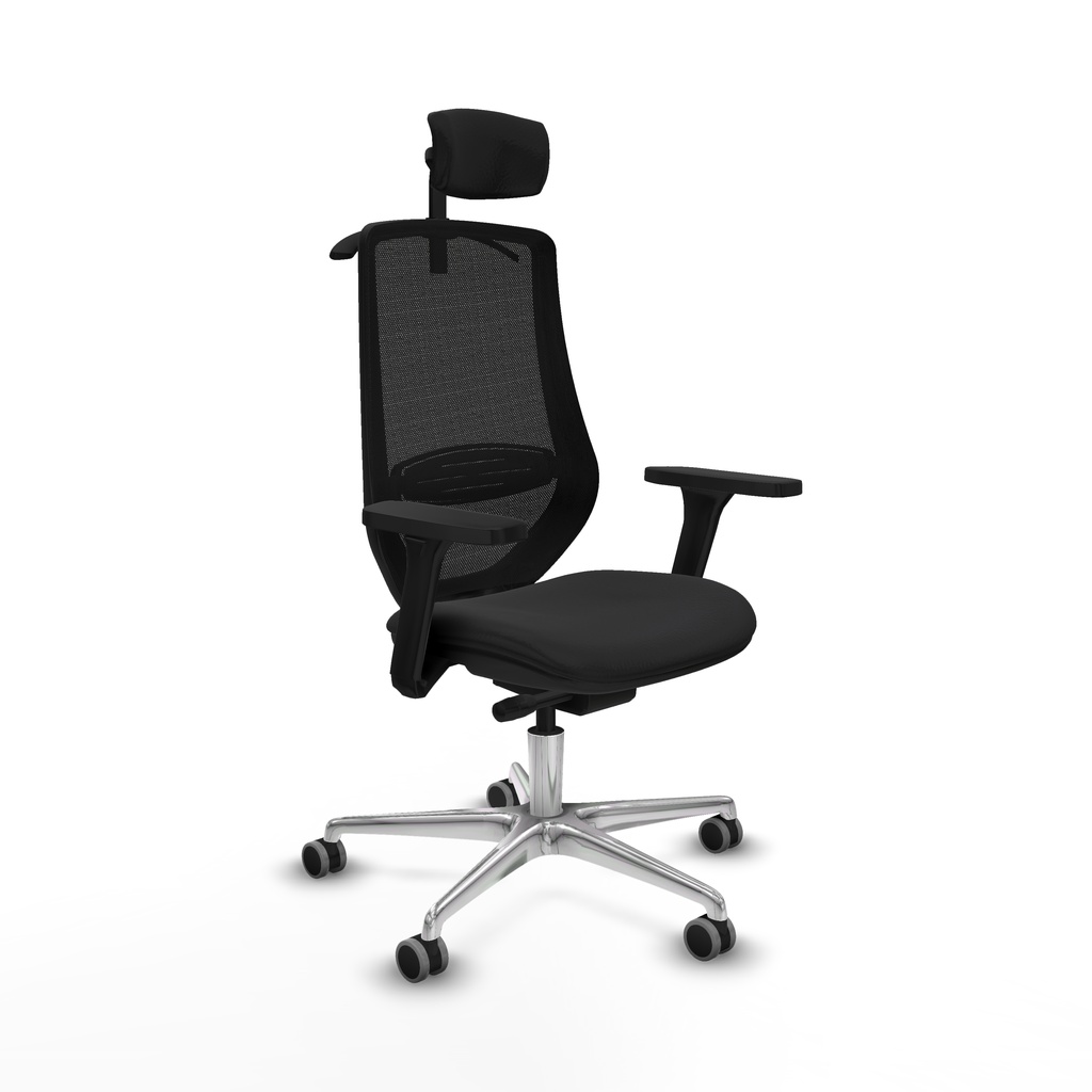Mardos traslack similpiel negro brazos 3D base aluminio ruedas 65mm engomadas cabecero 2D perchero