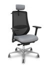 Silla Mardos traslack malla negra similpiel gris brazo 3D cabecero perchero