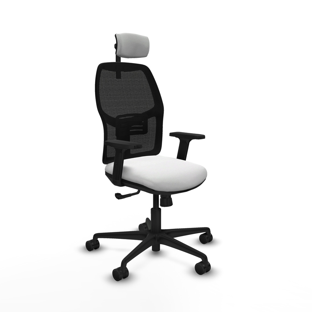 Alfera sincro malla negra bali blanco brazos 2D base nailon cabecero 2D ruedas 65mm nailon