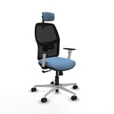 Alfera sincro malla negra bali azul cielo brazos blancos base aluminio cabecero 2D ruedas 65mm nailon
