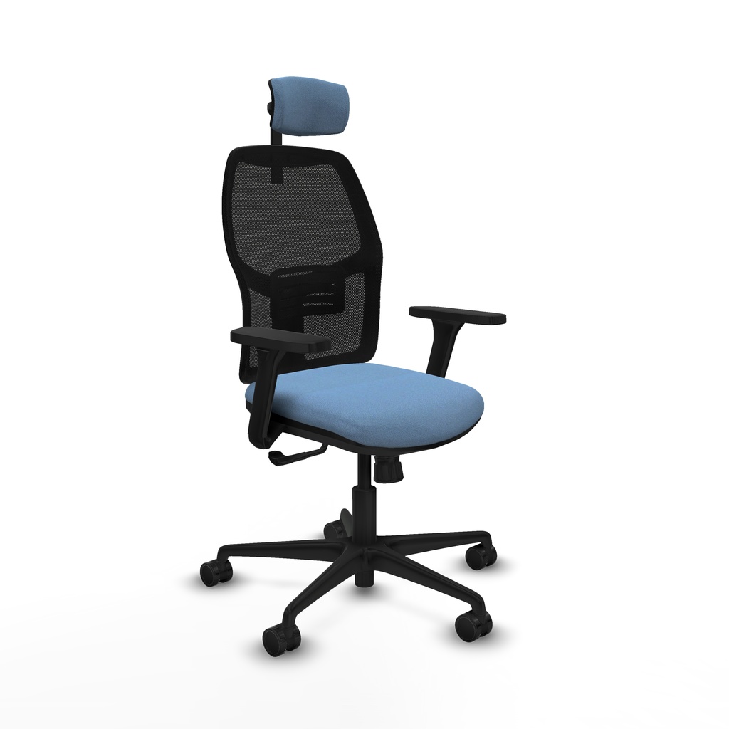 Alfera sincro malla negra bali azul cielo brazos 3D base nailon cabecero 2D ruedas 65mm nailon