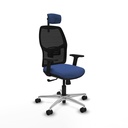 Alfera sincro malla negra bali azul marino brazos 2D base aluminio cabecero 2D ruedas 65mm nailon