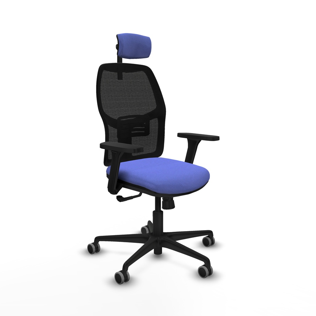Alfera sincro malla negra bali azul claro brazos 3D base nailon cabecero 2D ruedas 65mm engomadas