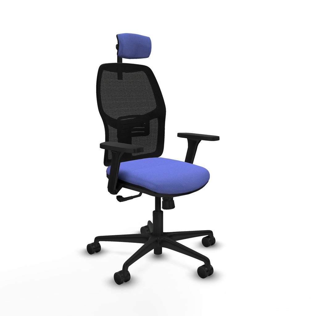 Alfera sincro malla negra bali azul claro brazos 3D base nailon cabecero 2D ruedas 65mm nailon