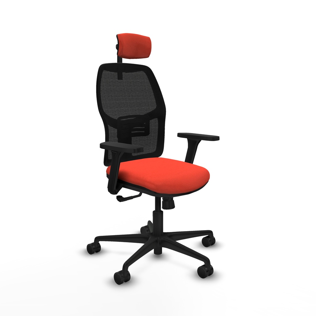 Alfera sincro malla negra bali naranja oscuro brazos 3D base nailon cabecero 2D ruedas 65mm nailon