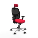 Alfera sincro malla negra bali rojo brazos 1D base aluminio cabecero 2D ruedas 65mm nailon