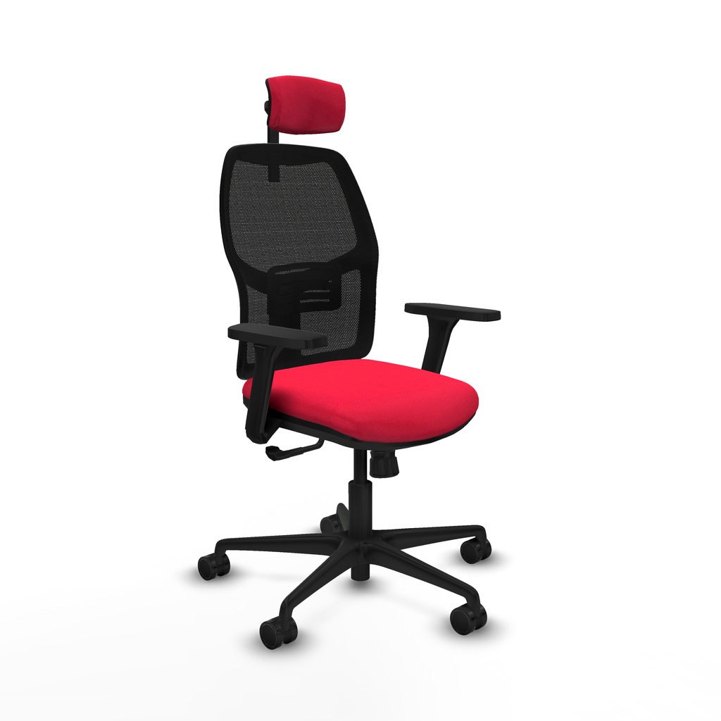 Alfera sincro malla negra bali rojo brazos 3D base nailon cabecero 2D ruedas 65mm nailon