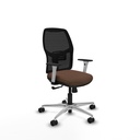 Alfera sincro malla negra bali marrón oscuro brazos blancos base aluminio ruedas 65mm nailon