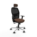Alfera sincro malla negra bali marrón oscuro brazos 1D base aluminio cabecero 2D ruedas 65mm engomadas