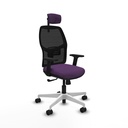 Alfera sincro malla negra bali morado brazos 2D base blanca cabecero 2D ruedas 65mm nailon