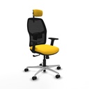 Alfera sincro malla negra similpiel amarillo brazos 2D base aluminio cabecero 2D ruedas 65mm nailon