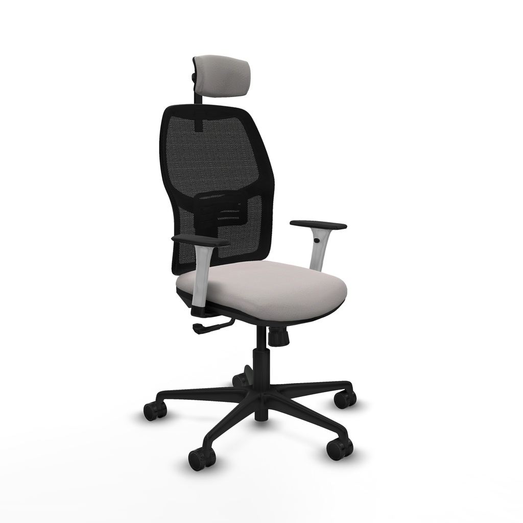 Alfera sincro malla negra similpiel blanco brazos blancos base nailon cabecero 2D ruedas 65mm nailon