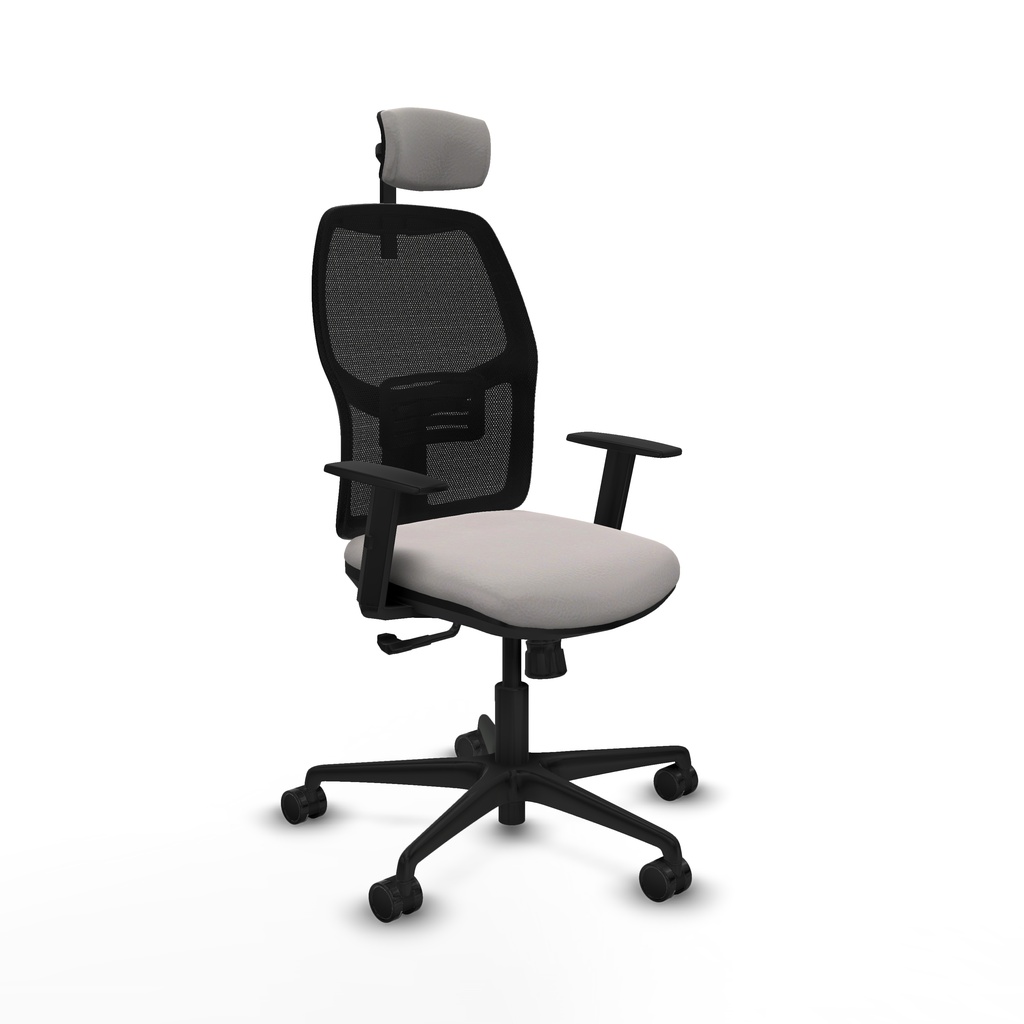 Alfera sincro malla negra similpiel blanco brazos 1D base nailon cabecero 2D ruedas 65mm nailon