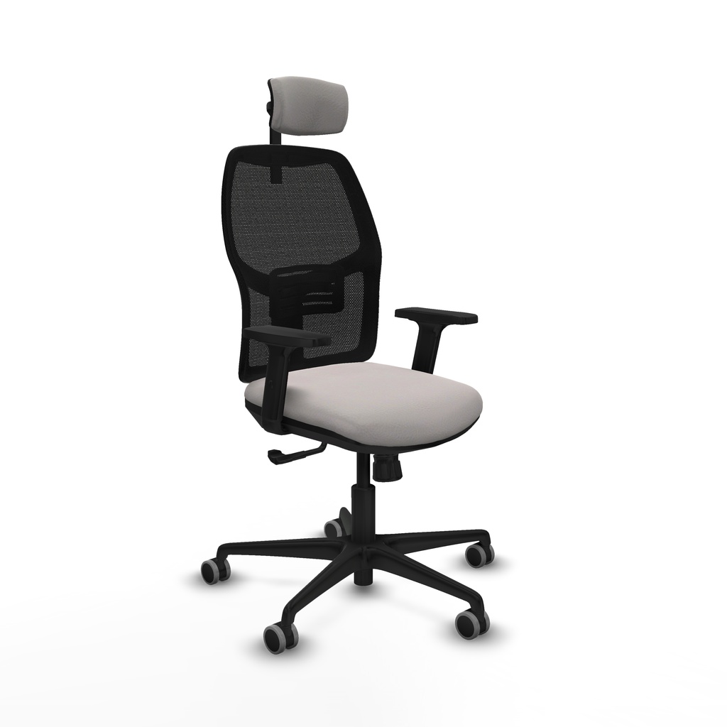 Alfera sincro malla negra similpiel blanco brazos 2D base nailon cabecero 2D ruedas 65mm engomadas