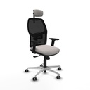 Alfera sincro malla negra similpiel blanco brazos 2D base aluminio cabecero 2D ruedas 65mm engomadas