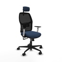 Alfera sincro malla negra similpiel azul marino brazos blancos base nailon cabecero 2D ruedas 65mm nailon