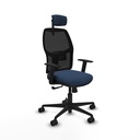 Alfera sincro malla negra similpiel azul marino brazos 1D base nailon cabecero 2D ruedas 65mm nailon