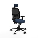 Alfera sincro malla negra similpiel azul marino brazos 2D base nailon cabecero 2D ruedas 65mm nailon