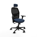 Alfera sincro malla negra similpiel azul marino brazos 3D base nailon cabecero 2D ruedas 65mm nailon