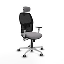 Alfera sincro malla negra similpiel gris brazos blancos base aluminio cabecero 2D ruedas 65mm engomadas