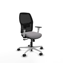 Alfera sincro malla negra similpiel gris brazos blancos base aluminio ruedas 65mm nailon