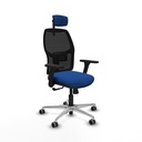 Alfera sincro malla negra similpiel azul brazos 3D base aluminio cabecero 2D ruedas 65mm engomadas