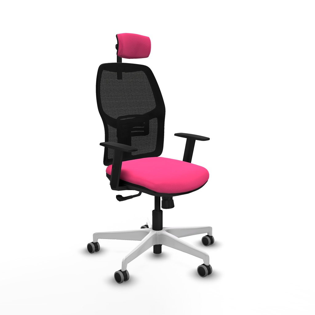 Alfera sincro malla negra similpiel rosa brazos 1D base blanca cabecero 2D ruedas 65mm engomadas