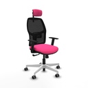 Alfera sincro malla negra similpiel rosa brazos 1D base blanca cabecero 2D ruedas 65mm engomadas