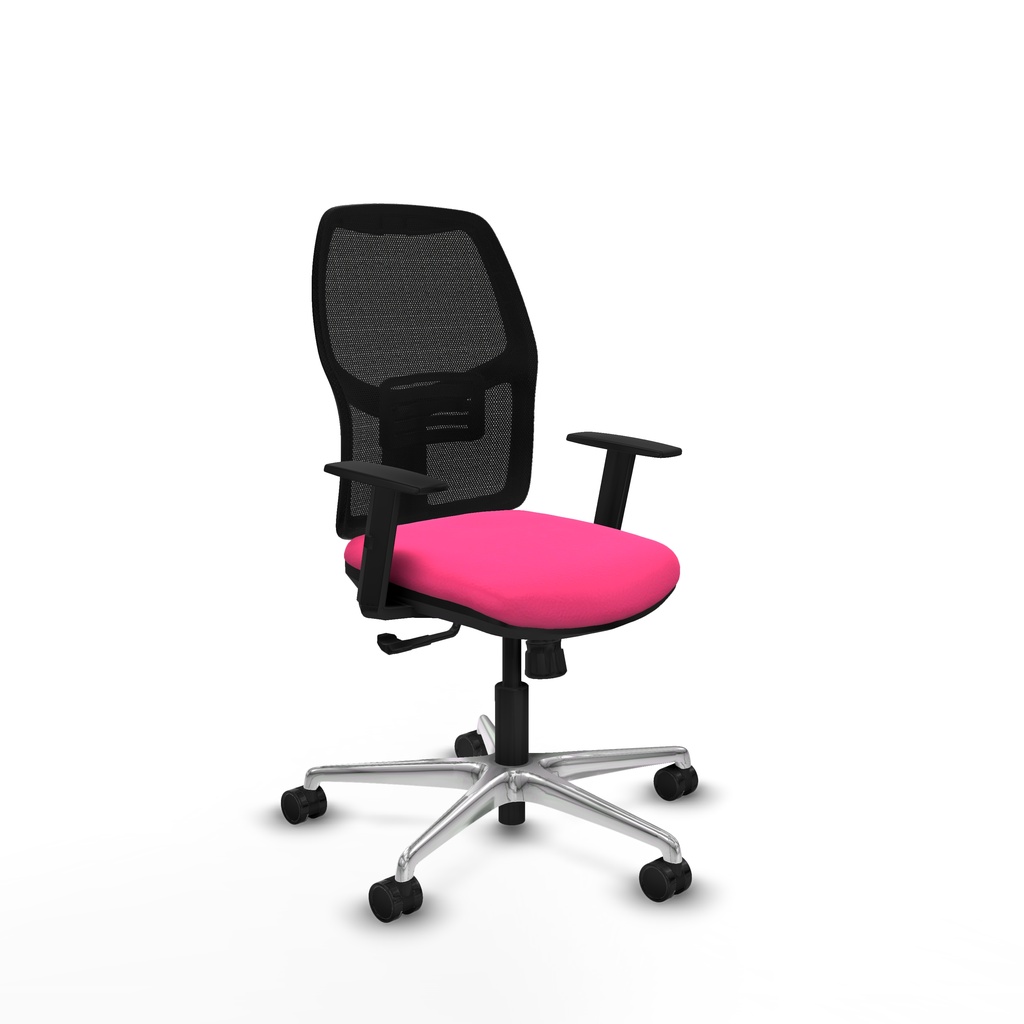 Alfera sincro malla negra similpiel rosa brazos 1D base aluminio ruedas 65mm nailon