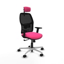 Alfera sincro malla negra similpiel rosa brazos 2D base aluminio cabecero 2D ruedas 65mm nailon