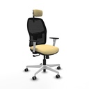 Alfera sincro malla negra similpiel crema brazos blancos base blanca cabecero 2D ruedas 65mm engomadas