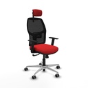 Alfera sincro malla negra similpiel rojo brazos 1D base aluminio cabecero 2D ruedas 65mm engomadas