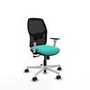 Alfera sincro malla negra similpiel turquesa brazos blancos base blanca ruedas 65mm nailon