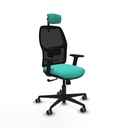 Alfera sincro malla negra similpiel turquesa brazos 2D base nailon cabecero 2D ruedas 65mm engomadas