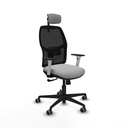 Alfera sincro malla negra similpiel gris claro brazos blancos base nailon cabecero 2D ruedas 65mm engomadas