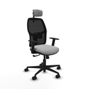 Alfera sincro malla negra similpiel gris claro brazos 1D base nailon cabecero 2D ruedas 65mm nailon