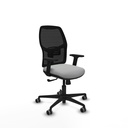 Alfera sincro malla negra similpiel gris claro brazos 2D base nailon ruedas 65mm engomadas