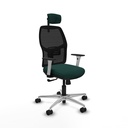 Alfera sincro malla negra similpiel verde botella brazos blancos base aluminio cabecero 2D ruedas 65mm nailon