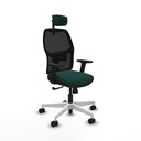 Alfera sincro malla negra similpiel verde botella brazos 2D base blanca cabecero 2D ruedas 65mm nailon
