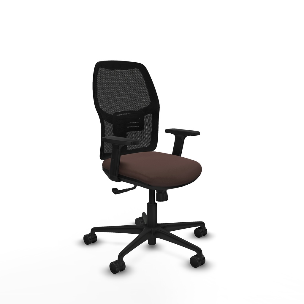 Alfera sincro malla negra similpiel marrón oscuro brazos 2D base nailon ruedas 65mm nailon