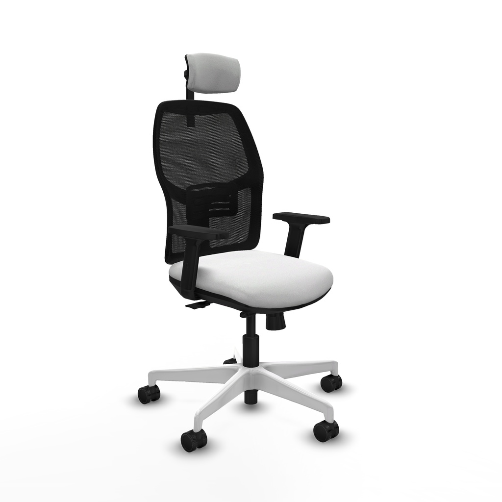 Alfera traslack malla negra bali blanco brazos 2D base blanca cabecero 2D ruedas 65mm nailon