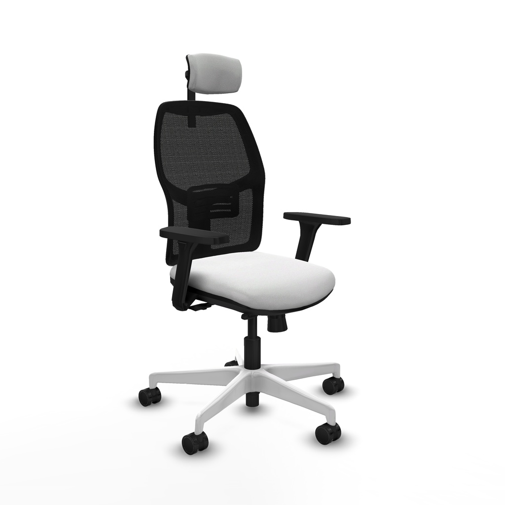 Alfera traslack malla negra bali blanco brazos 3D base blanca cabecero 2D ruedas 65mm nailon