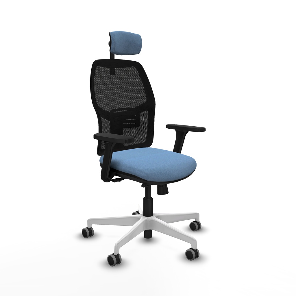 Alfera traslack malla negra bali azul cielo brazos 3D base blanca cabecero 2D ruedas 65mm engomadas