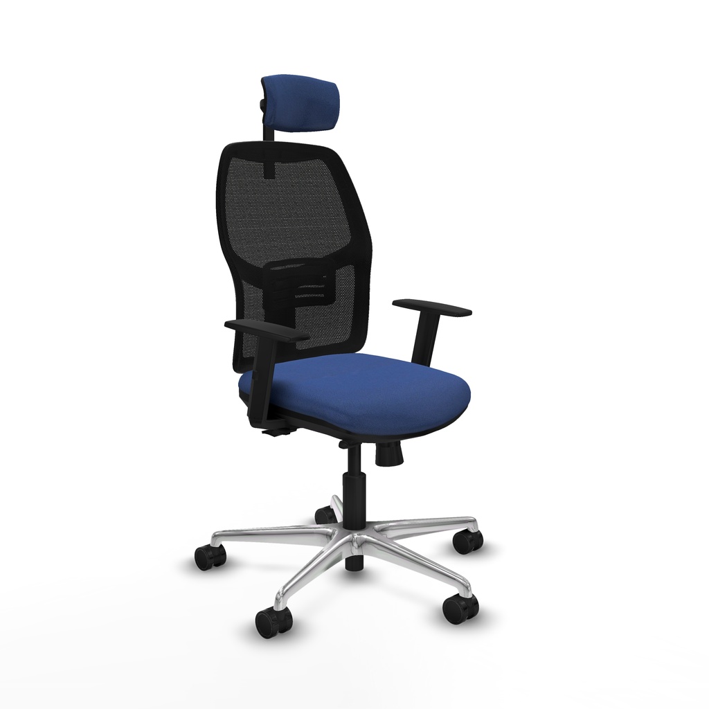 Alfera traslack malla negra bali azul marino brazos 1D base aluminio cabecero 2D ruedas 65mm nailon