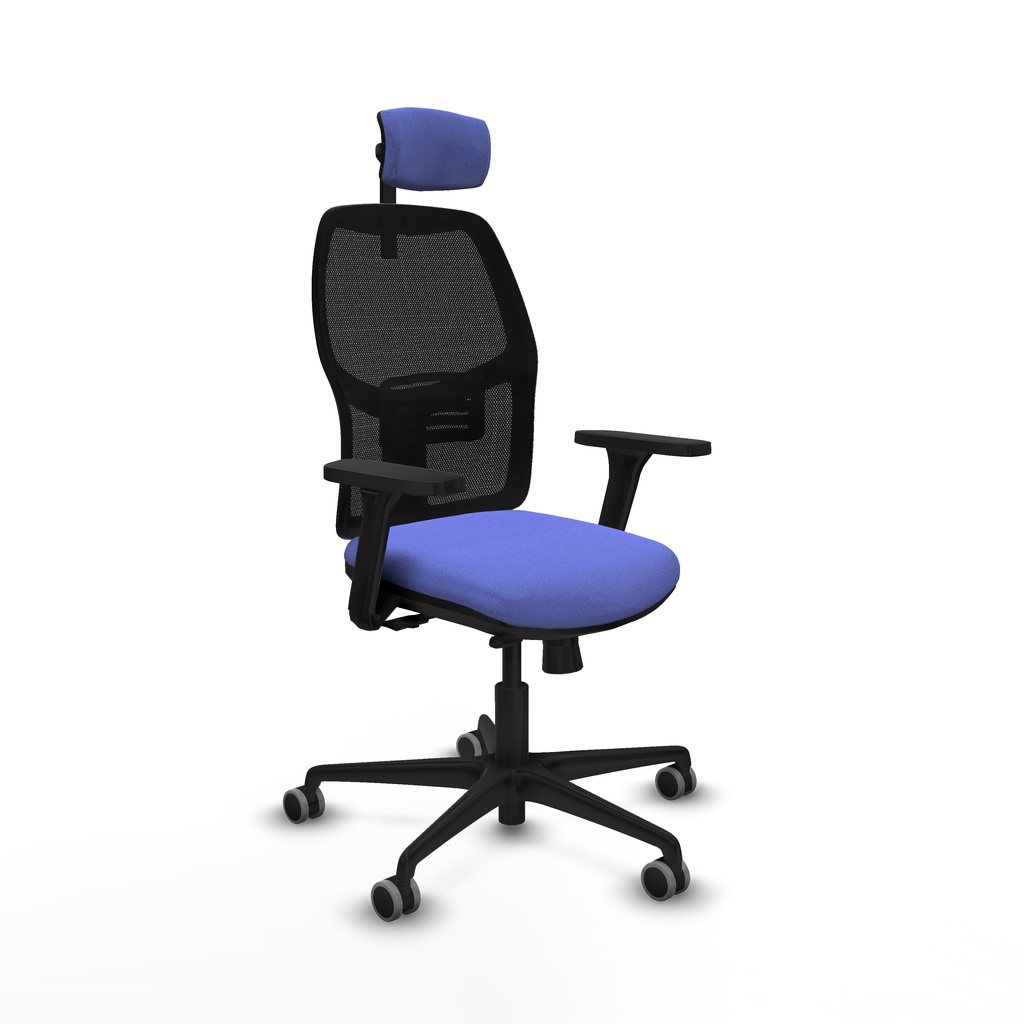 Alfera traslack malla negra bali azul claro brazos 3D base nailon cabecero 2D ruedas 65mm engomadas