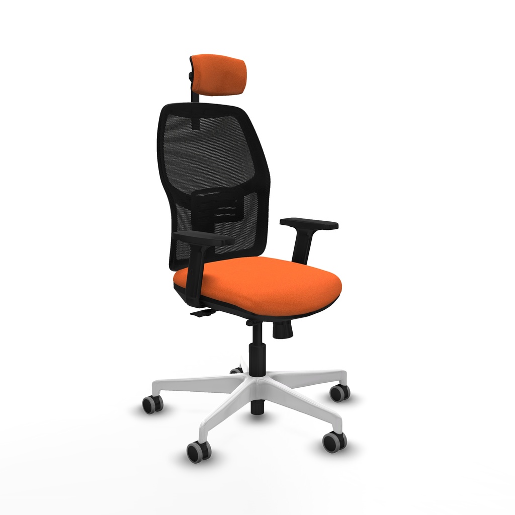 Alfera traslack malla negra bali naranja brazos 2D base blanca cabecero 2D ruedas 65mm engomadas