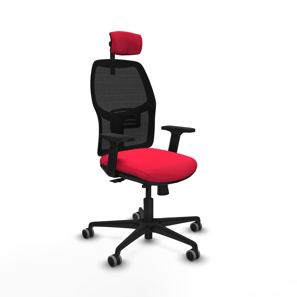 Alfera traslack malla negra bali rojo brazos 2D base nailon cabecero 2D ruedas 65mm engomadas