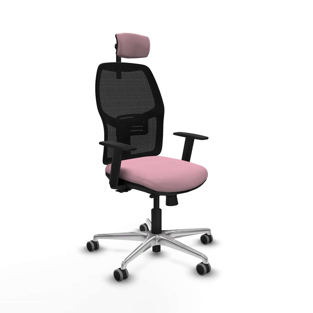 Alfera traslack malla negra bali rosa brazos 1D base aluminio cabecero 2D ruedas 65mm engomadas