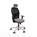 Alfera traslack malla negra similpiel gris brazos 1D base blanca cabecero 2D ruedas 65mm engomadas