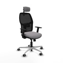 Alfera traslack malla negra similpiel gris brazos 1D base aluminio cabecero 2D ruedas 65mm engomadas